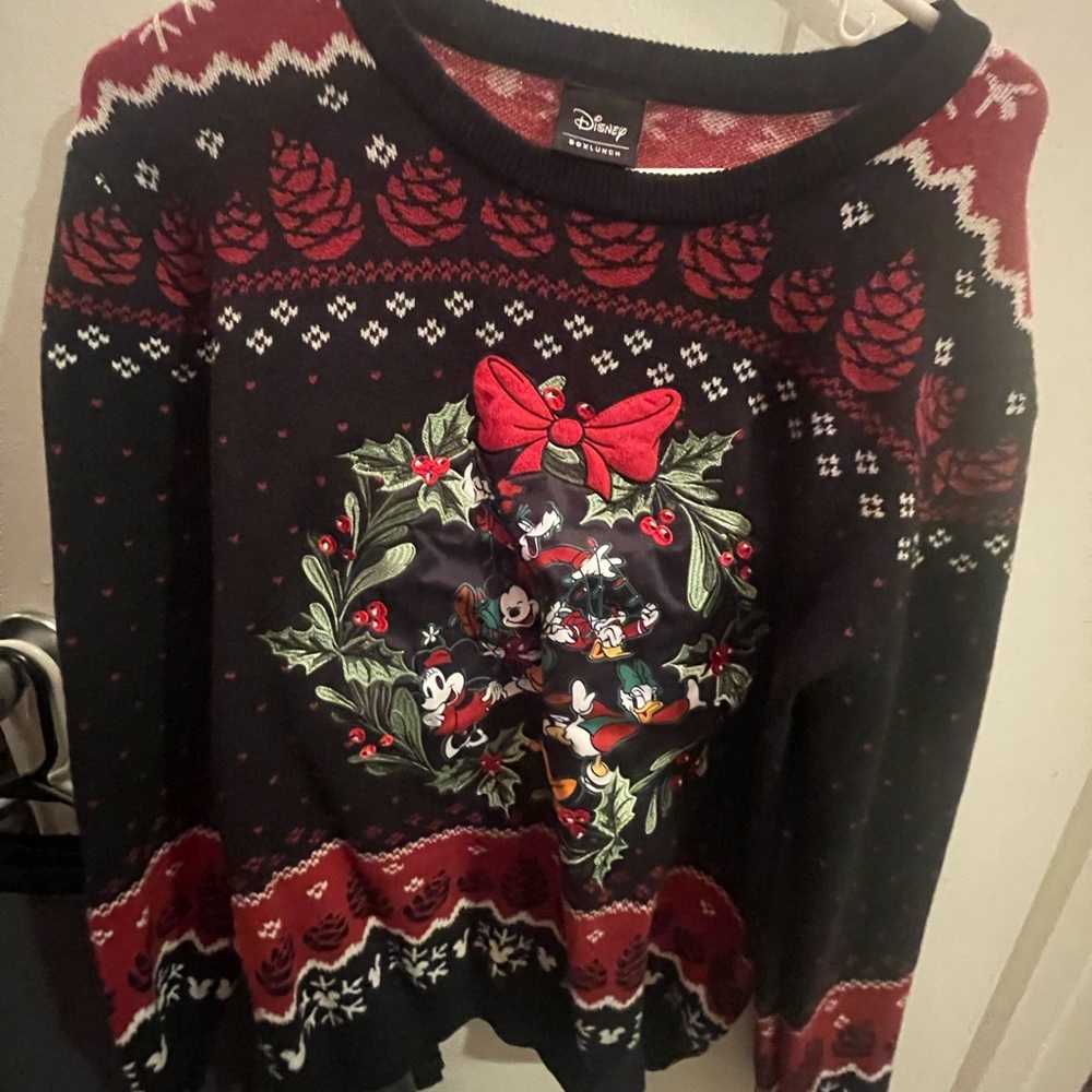 Disney Black and Red Holiday Mickey & Friends Sweater